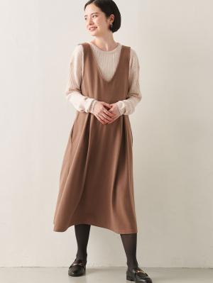 マタニティ ワンピース|リップルジャンパースカート　マタニティ・授乳服【出産後も長く使える】|モカ