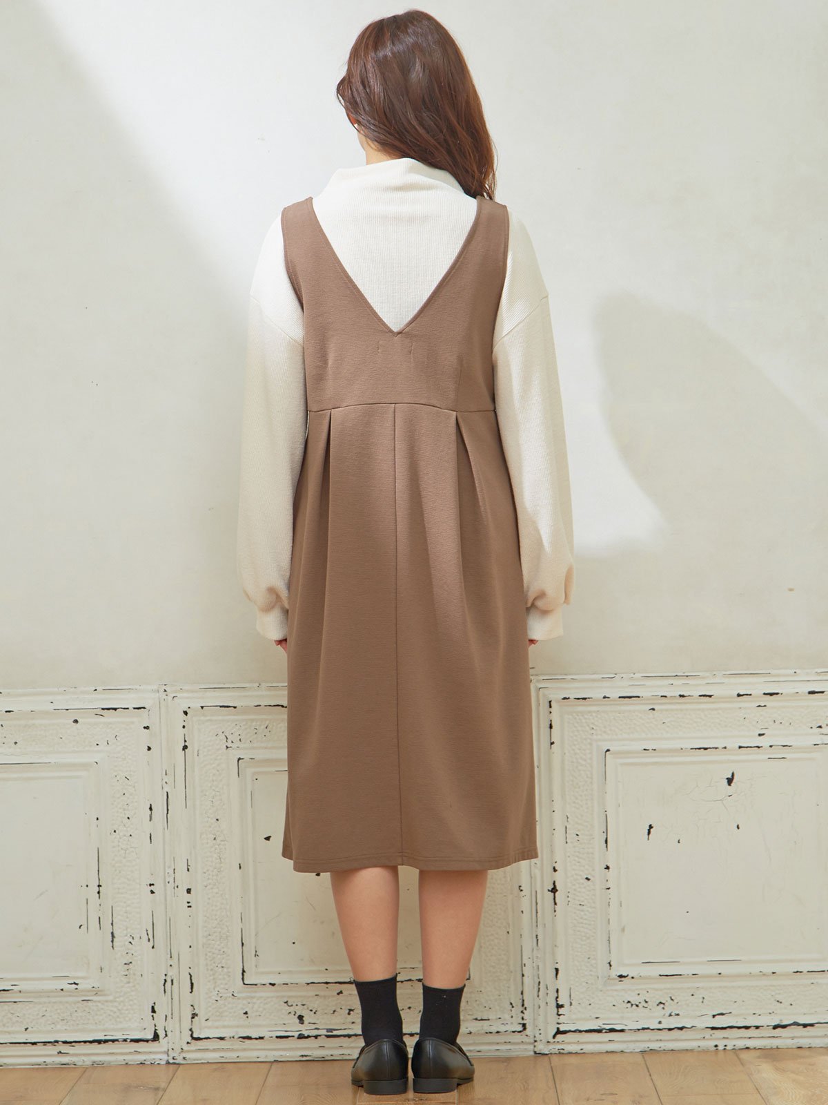 マタニティ ワンピース|リップルジャンパースカート　マタニティ・授乳服【出産後も長く使える】