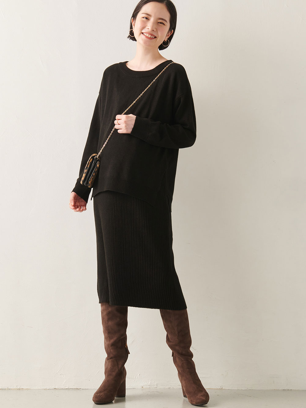 マタニティ ワンピース アンチピリング加工 天竺ニット リブニットレイヤードワンピース マタニティ 授乳服 マタニティウェア 授乳服通販 エンジェリーベ 公式