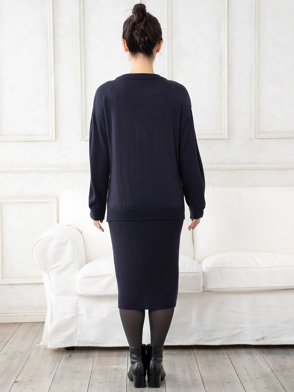 マタニティ ワンピース|【アンチピリング加工】天竺ニット×リブニットレイヤードワンピース　マタニティ・授乳服