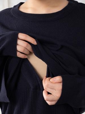 マタニティ ワンピース|【アンチピリング加工】天竺ニット×リブニットレイヤードワンピース　マタニティ・授乳服