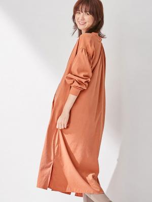 マタニティ ワンピース|ピーチ素材2WAYギャザーワンピース　マタニティ・授乳服|テラコッタ