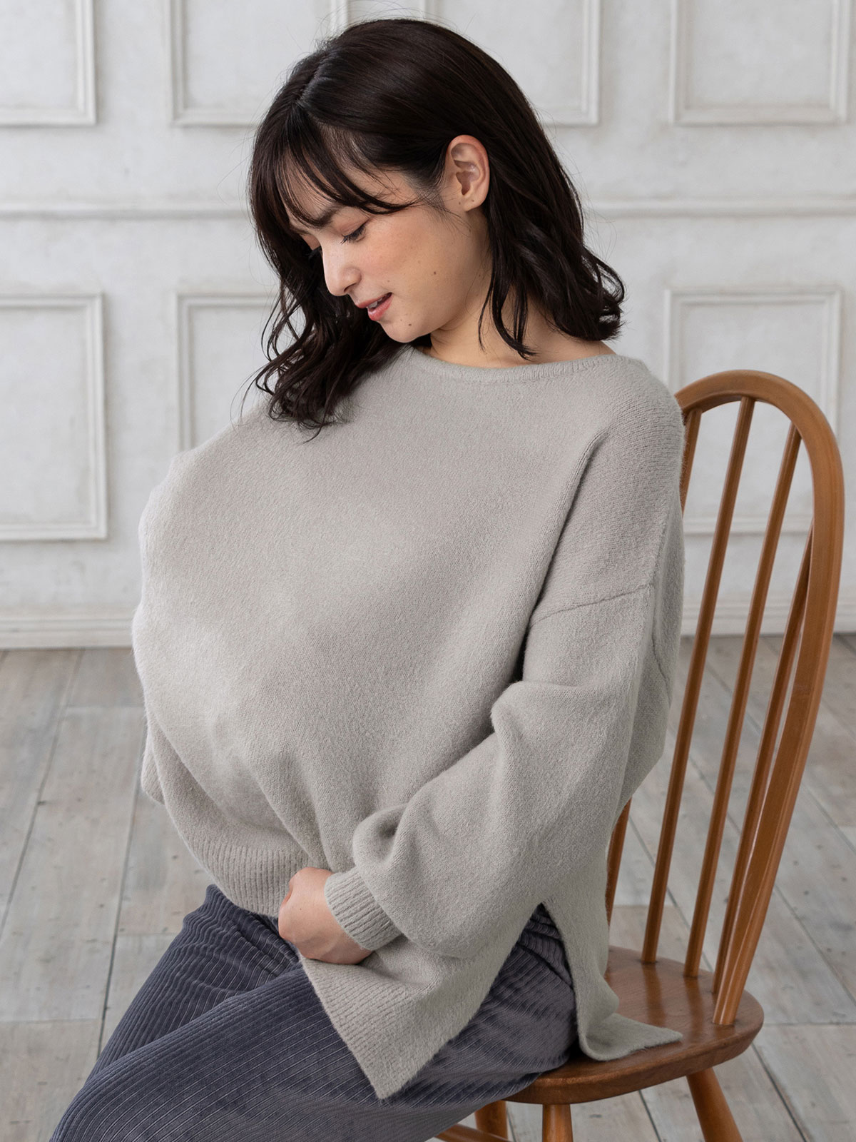 【momo】トップス　授乳　ハートネック ハートネックリブニットトップス [N1177] - レディース