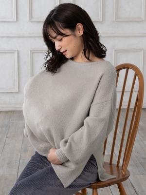 マタニティ トップス|もっちりボートネックニットトップス　マタニティ・授乳服【出産後も長く使える】