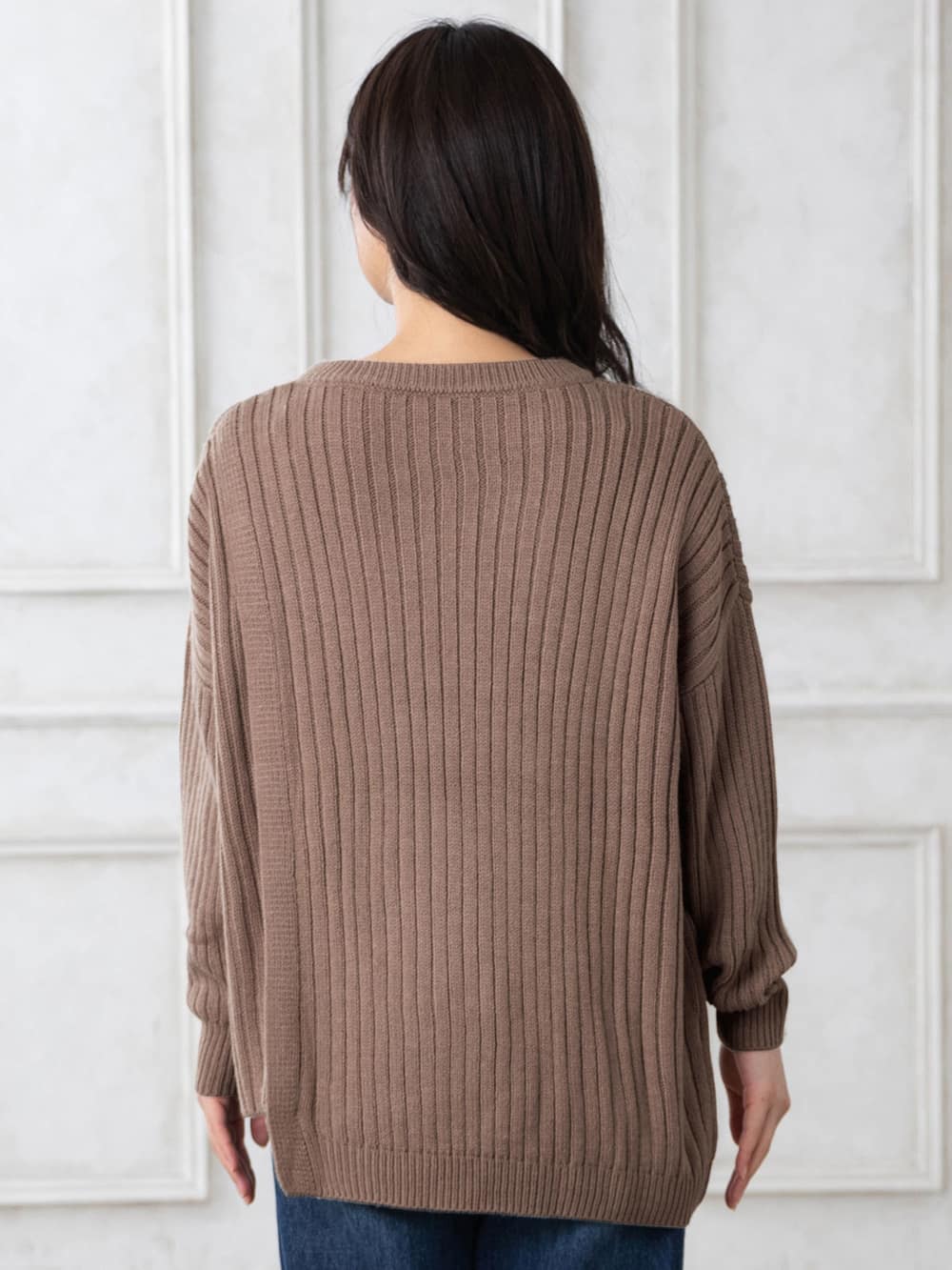 マタニティ トップス|ウール混アシンメトリーワイドリブニットトップス　マタニティ・授乳服【出産後も長く使える】