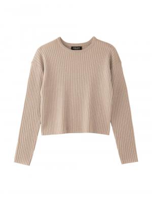 マタニティ ワンピース|【セット】リブニットトップス＆ニットジャンパースカート マタニティ・授乳服　【出産後も長く使える】|ベージュ×ブラック