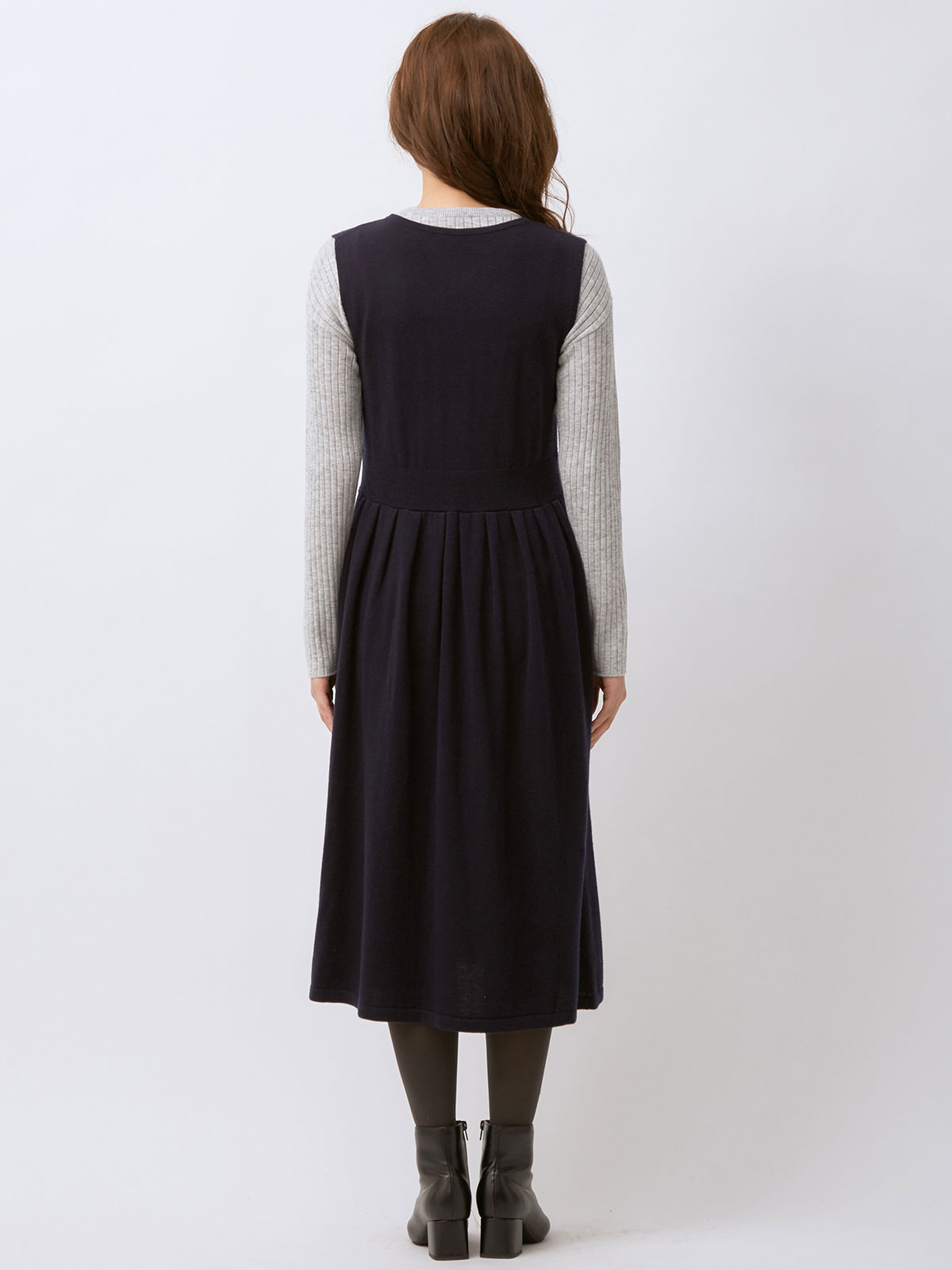 マタニティ ワンピース|【セット】リブニットトップス＆ニットジャンパースカート マタニティ・授乳服　【出産後も長く使える】