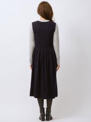 マタニティ ワンピース|【セット】リブニットトップス＆ニットジャンパースカート マタニティ・授乳服　【出産後も長く使える】