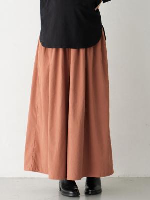 マタニティ パンツ|【産前産後対応】ピーチ素材ギャザーパンツ（裾が床につかない機能付き）【出産後も長く使える】|テラコッタ