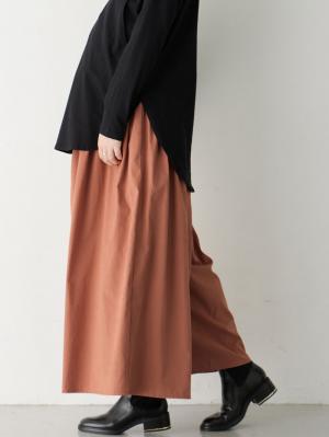 マタニティ パンツ|【産前産後対応】ピーチ素材ギャザーパンツ（裾が床につかない機能付き）【出産後も長く使える】|テラコッタ