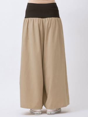 マタニティ パンツ|【産前産後対応】ピーチ素材ギャザーパンツ（裾が床につかない機能付き）【出産後も長く使える】