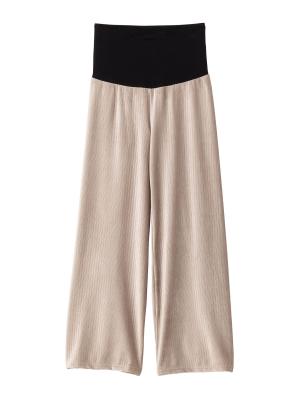 【マタニティ・産後兼用】ストレッチニットコールワイドパンツ（裾が床につかない機能付き）【出産後も長く使える】 29846