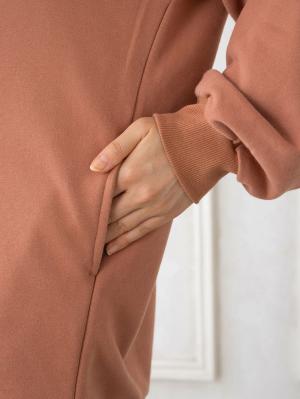 マタニティ トップス|ミニ裏毛裏起毛ビックシルエットロゴチュニック　マタニティ・授乳服【出産後も長く使える】