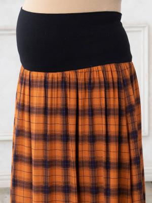 マタニティ ワンピース|【セット】裏起毛ロゴトップス＆産後も使えるチェックギャザーフレアスカート　マタニティ・授乳服