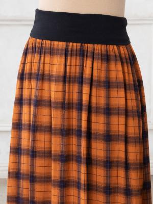 マタニティ ワンピース|【セット】裏起毛ロゴトップス＆産後も使えるチェックギャザーフレアスカート　マタニティ・授乳服