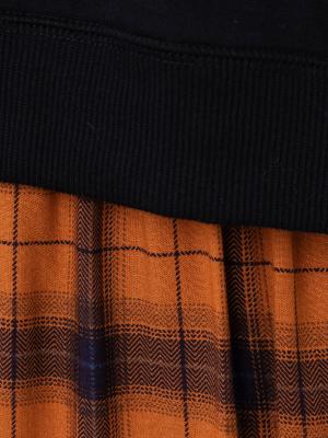 マタニティ ワンピース|【セット】裏起毛ロゴトップス＆産後も使えるチェックギャザーフレアスカート　マタニティ・授乳服