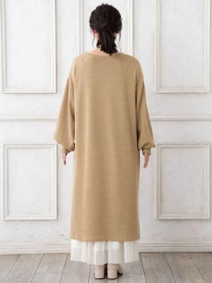 マタニティ ワンピース|ボリュームスリーブニットソーらくちんロングワンピース　マタニティ・授乳服【出産後も長く使える】