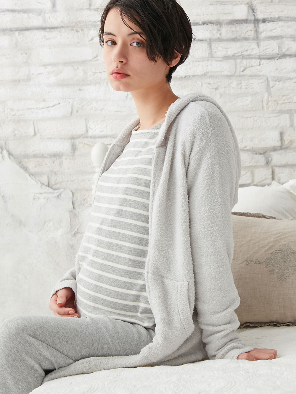 マタニティ・授乳服】もちもちニットフードパーカー【産前産後対応】 マタニティ パジャマ・ルームウェア(品番：29855) ｜マタニティウェア・授乳服通販｜  エンジェリーベ 公式