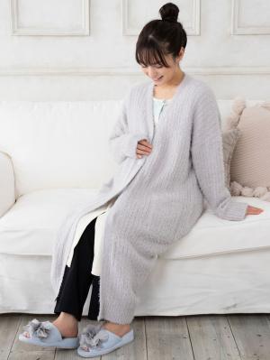 マタニティ パジャマ・ルームウェア|【マタニティ・産後対応】ふわモコラメフェザーロングカーディガン