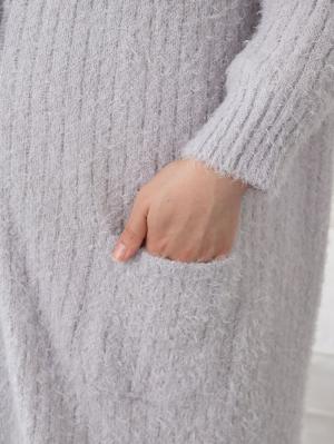 マタニティ パジャマ・ルームウェア|【マタニティ・産後対応】ふわモコラメフェザーロングカーディガン