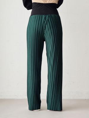 マタニティ パンツ|【裾が床につかない機能付】フリーカットできるランダムプリーツワイドパンツ　マタニティ・産後【出産後も長く使える】