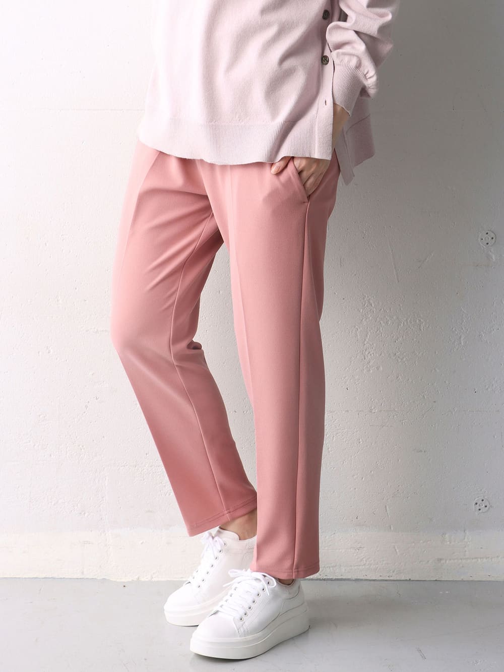 マタニティ パンツ サロペット マタニティ 抗菌防臭 ニットツイルテーパードパンツ マタニティウェア 授乳服通販 エンジェリーベ 公式