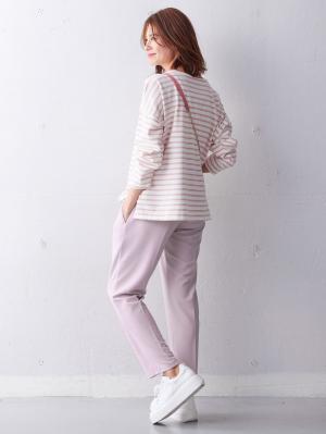 マタニティ パンツ|【マタニティ】【抗菌防臭】ニットツイルテーパードパンツ【出産後も長く使える】