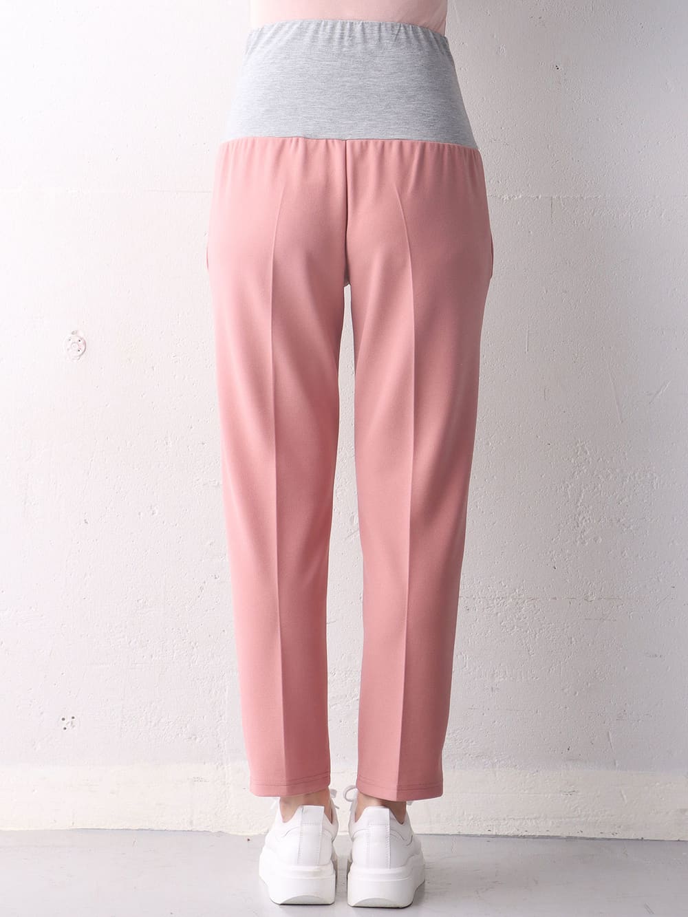 マタニティ パンツ|【マタニティ】【抗菌防臭】ニットツイルテーパードパンツ【出産後も長く使える】