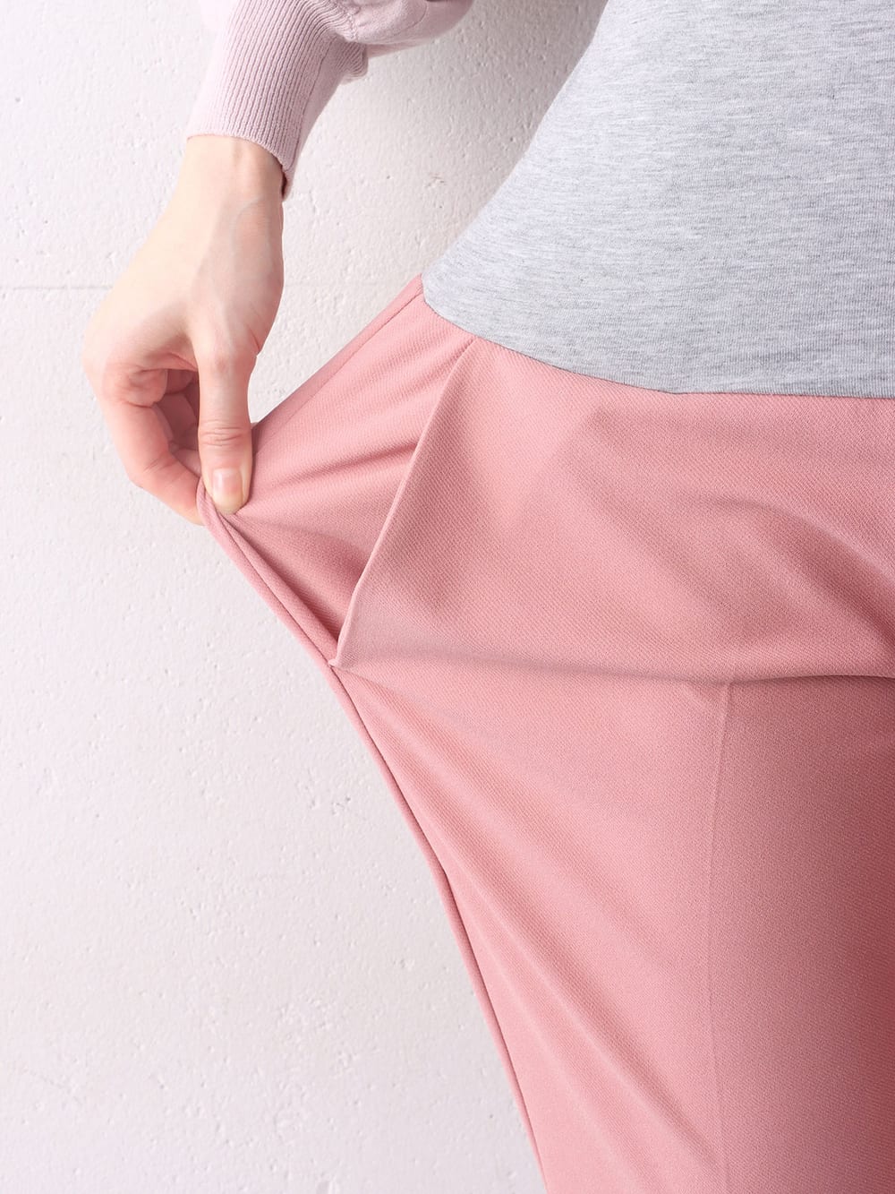 マタニティ パンツ|【マタニティ】【抗菌防臭】ニットツイルテーパードパンツ【出産後も長く使える】