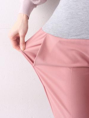 マタニティ パンツ|【マタニティ】【抗菌防臭】ニットツイルテーパードパンツ【出産後も長く使える】