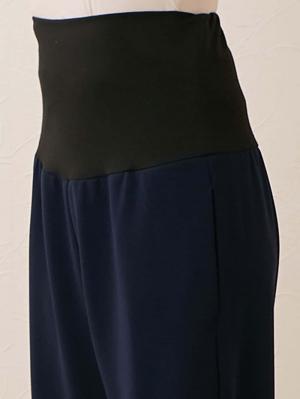 マタニティ パンツ|【マタニティ】【抗菌防臭】ニットツイルワイドパンツ【出産後も長く使える】