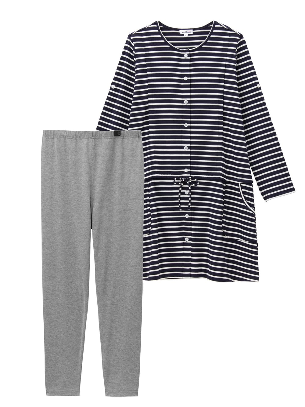 マタニティ パジャマ ルームウェア マタニティ 授乳服 天竺ボーダーロールアップ付きパジャマ ベビー服 新生児服 ベビー用品通販 エンジェリーベ 公式