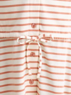 マタニティ パジャマ・ルームウェア|【マタニティ・授乳服】天竺ボーダーロールアップ付きパジャマ