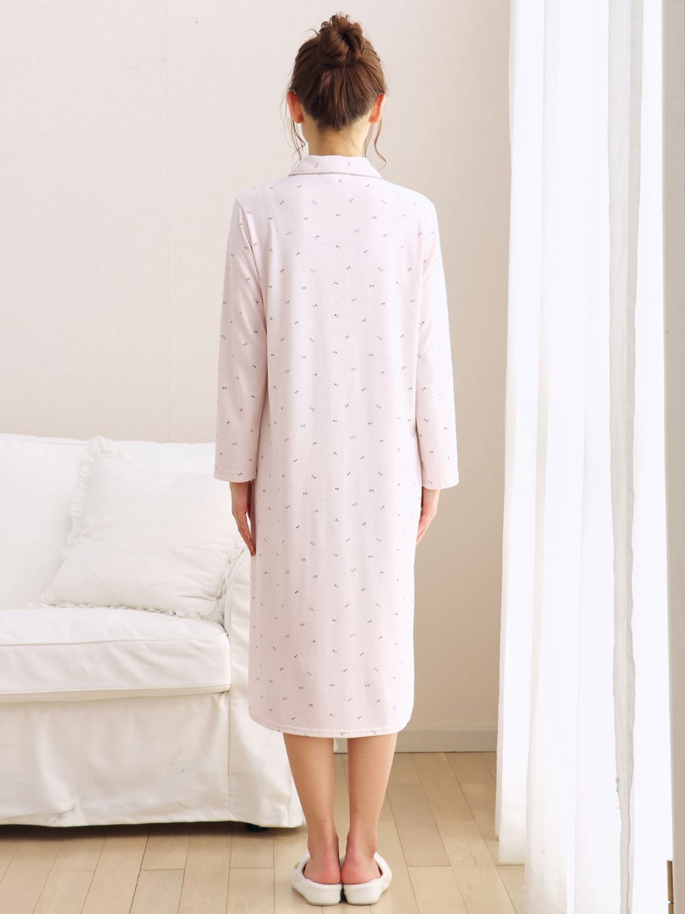 マタニティ パジャマ・ルームウェア|【マタニティ・授乳しやすい】天竺リボン柄ネグリジェ