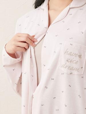 マタニティ パジャマ・ルームウェア|【マタニティ・授乳しやすい】天竺リボン柄ネグリジェ