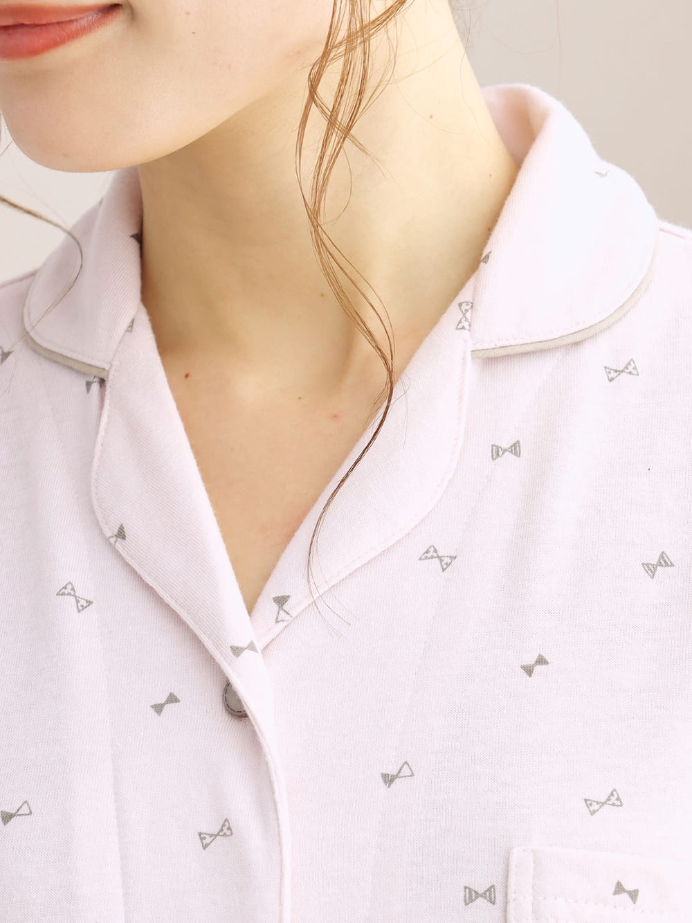 マタニティ パジャマ・ルームウェア|【マタニティ・授乳しやすい】天竺リボン柄ネグリジェ