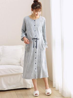 マタニティ パジャマ・ルームウェア|【マタニティ・授乳服】天竺花柄ネグリジェ|グレー