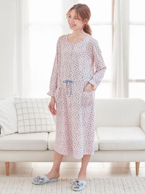 マタニティ パジャマ・ルームウェア|【マタニティ・授乳服】天竺花柄ネグリジェ|ピンク