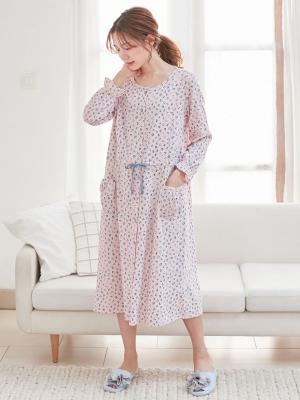 マタニティ パジャマ・ルームウェア|【マタニティ・授乳服】天竺花柄ネグリジェ|ピンク