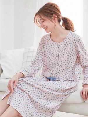 マタニティ パジャマ・ルームウェア|【マタニティ・授乳服】天竺花柄ネグリジェ|ピンク