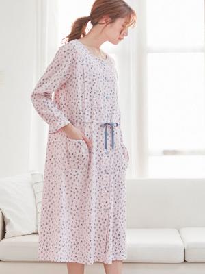 マタニティ パジャマ・ルームウェア|【マタニティ・授乳服】天竺花柄ネグリジェ|ピンク