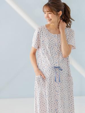 【マタニティ・授乳服】天竺花柄半袖ネグリジェ29897