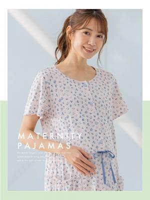 マタニティ パジャマ・ルームウェア|【マタニティ・授乳服】天竺花柄半袖ネグリジェ
