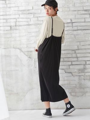 マタニティ ワンピース|【2点セット】セルフカット　プリーツキャミワンピ＆フォトプリントトップスセット　マタニティ・授乳服【出産後も長く使える】|ブラック