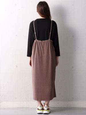 マタニティ ワンピース|【2点セット】セルフカット　プリーツキャミワンピ＆フォトプリントトップスセット　マタニティ・授乳服【出産後も長く使える】