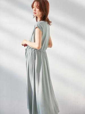 マタニティ ワンピース|天竺汗染み防止ワンピース マタニティ・授乳服【出産後も長く使える】|ライトグリーン