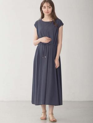 マタニティ ワンピース|天竺汗染み防止ワンピース マタニティ・授乳服【出産後も長く使える】|ネイビー
