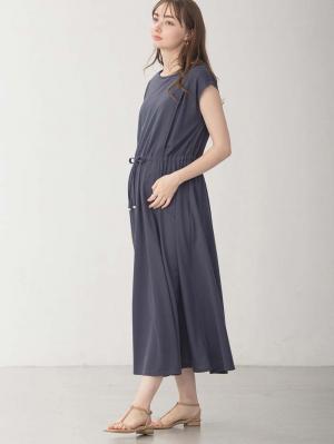 マタニティ ワンピース|天竺汗染み防止ワンピース マタニティ・授乳服【出産後も長く使える】|ネイビー
