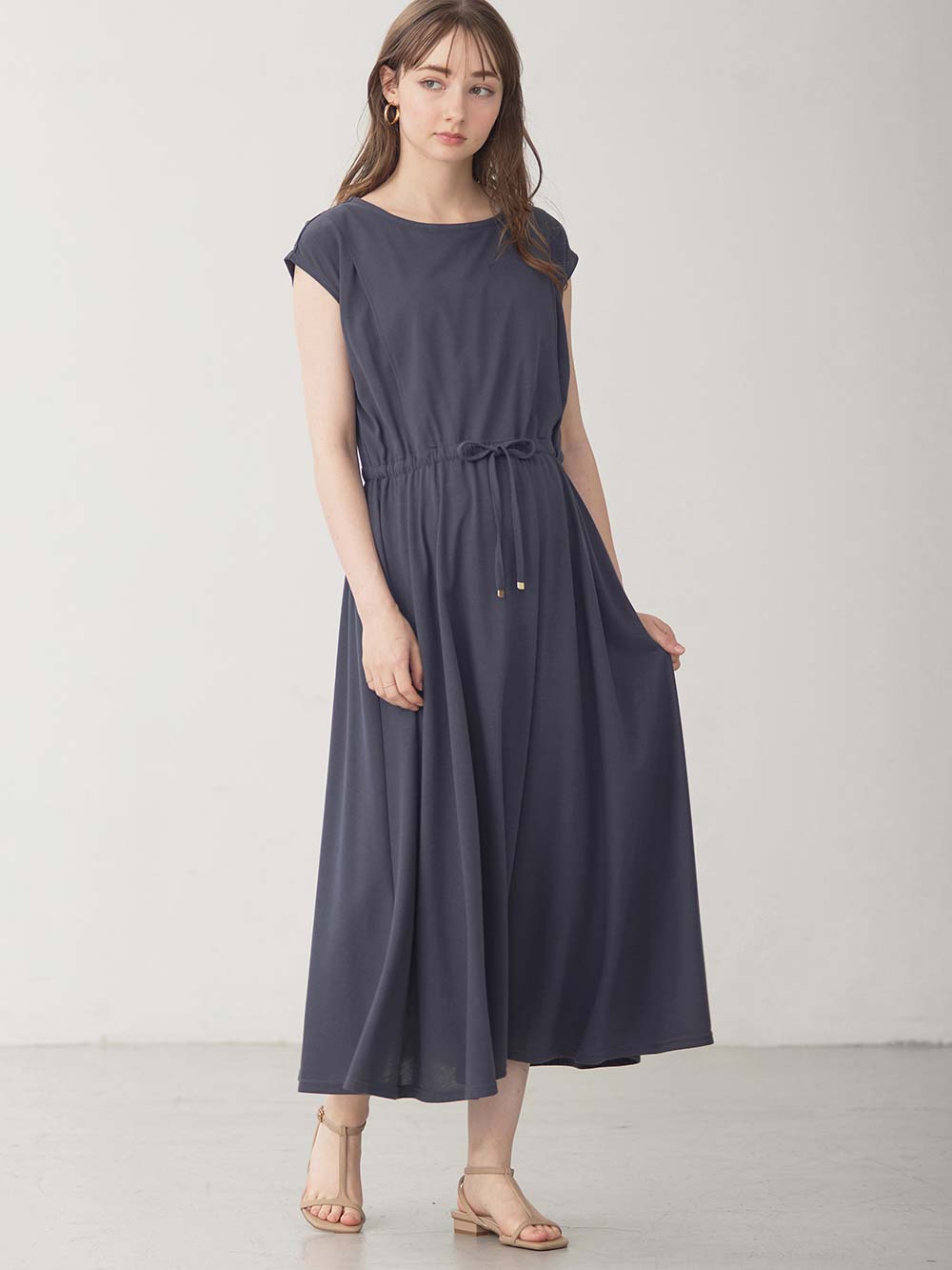 マタニティ ワンピース|天竺汗染み防止ワンピース マタニティ・授乳服【出産後も長く使える】|ネイビー