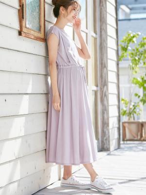 マタニティ ワンピース|天竺汗染み防止ワンピース マタニティ・授乳服【出産後も長く使える】|ラベンダー